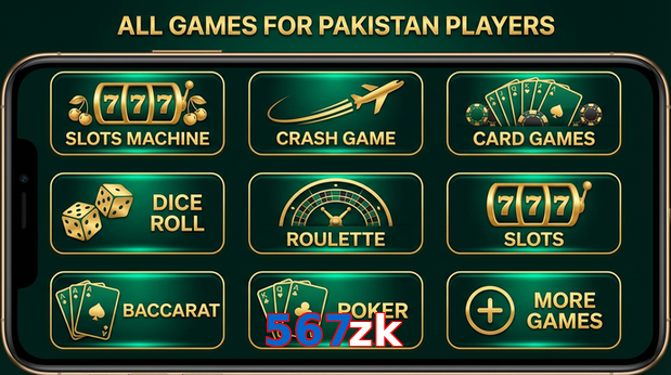 Main screen of 567Zk games page for PK players